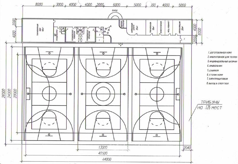 Чертеж универсальная спортивная площадка